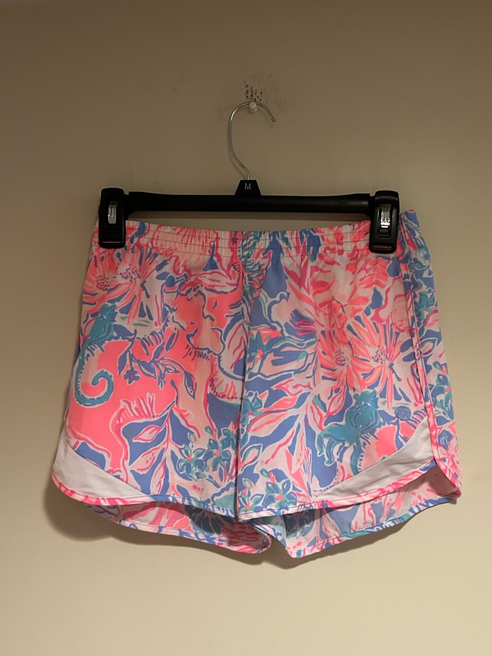 Lilly Pulitzer Luxletic Pinky Orange and Blue Athletic Shorts Sz XS